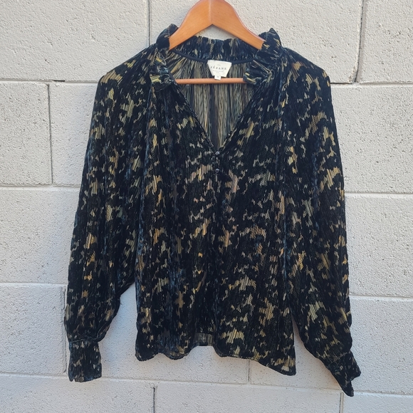 Sezane | Loubna Jacquard Velvet Blouse Size FR 34 US 2 - Picture 3 of 13